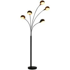 VidaXL Lampadaire 200 Cm 5 X E14 Noir Et Doré - Noir