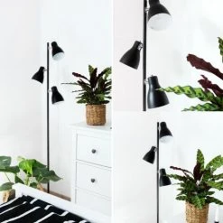 B.K.Licht Lampadaire Design LED Métal Lampe Retro Sur Pied Orientable Noir 230V -Lampadaire Soldes 2022 16358070 4