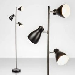 B.K.Licht Lampadaire Design LED Métal Lampe Retro Sur Pied Orientable Noir 230V -Lampadaire Soldes 2022 16358070 5