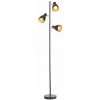 B.K.LICHT Lampadaire Design Métal 3 Spots Noir-doré Vintage Retro Spots Orientables Pivotables