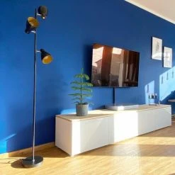 B.K.LICHT Lampadaire Design Métal 3 Spots Noir-doré Vintage Retro Spots Orientables Pivotables -Lampadaire Soldes 2022 16358087 4