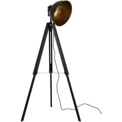 [lux.pro] Lampe Sur Pied Lampadaire Trépied Avec Abat-jour Design Industriel Métal Noir Et Or 135 Cm X 60 Cm -Lampadaire Soldes 2022 16436194 3