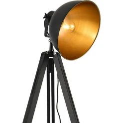 [lux.pro] Lampe Sur Pied Lampadaire Trépied Avec Abat-jour Design Industriel Métal Noir Et Or 135 Cm X 60 Cm -Lampadaire Soldes 2022 16436194 4