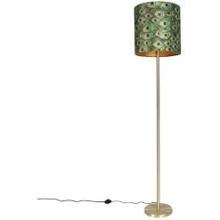 QAZQA Simplo - Lampadaire Avec Abat-jour Moderne - 1 Lumière - H 184 Cm - Imprimé Plumes De Paon - Moderne - Éclairage Intérieur - Salon I Chambre - Imprimé Plumes De Paon