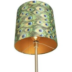 QAZQA Simplo - Lampadaire Avec Abat-jour Moderne - 1 Lumière - H 184 Cm - Imprimé Plumes De Paon - Moderne - Éclairage Intérieur - Salon I Chambre - Imprimé Plumes De Paon -Lampadaire Soldes 2022 16773466 3
