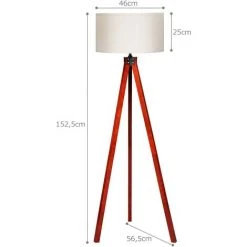 COSTWAY Lampadaire Trépied En Bois 152,5CM Avec Abat-jour En Lin, Commutateur Au Pied Style Scandinave Lampe E27 Pour Salon,Chambre -Lampadaire Soldes 2022 16999026 5