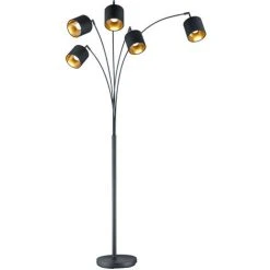 ETC-SHOP Lampadaire Parapluies Pivotants Lampadaire Lampadaire Lampadaire, Interrupteur à Pied, Textile Métal, Or Noir, L X H 71,5 X 200 Cm -Lampadaire Soldes 2022 17023639 5