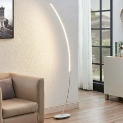 LINDBY LED Lampadaire 'Nalevi' En Métal Pour Salon & Salle à Manger - Argenté Brossé