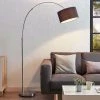LINDBY Lampadaire 'Kelja' En Textile Pour Salon & Salle à Manger - Noir, Chromé