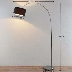 LINDBY Lampadaire 'Kelja' En Textile Pour Salon & Salle à Manger - Noir, Chromé -Lampadaire Soldes 2022 17461310 3