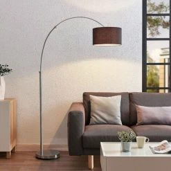 LINDBY Lampadaire 'Kelja' En Textile Pour Salon & Salle à Manger - Noir, Chromé -Lampadaire Soldes 2022 17461310 4