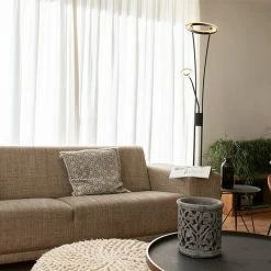 QAZQA Divine - LED Dimmable Lampadaire Avec Lampe De Lecture Moderne Variateur Inclus - 1 Lumière - H 1800 Mm - Noir - Moderne - Éclairage Intérieur - Salon I Chambre - Noir -Lampadaire Soldes 2022 17595381 2