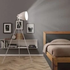 VidaXL Lampadaire Trépied Métal Blanc E27 - Blanc