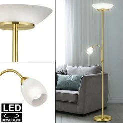 ETC-SHOP Projecteur De Plafond Laiton Lampadaire Verre Blanc éclairage De Salon Dans Un Ensemble Comprenant Des Ampoules LED -Lampadaire Soldes 2022 17975915 3