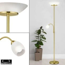 ETC-SHOP Projecteur De Plafond Laiton Lampadaire Verre Blanc éclairage De Salon Dans Un Ensemble Comprenant Des Ampoules LED -Lampadaire Soldes 2022 17975915 4