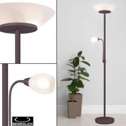 ETC-SHOP Projecteurs De Plafond Rouille Sur Pied En Verre Blanc Lampe Sur Pied De Salon Dans Un Ensemble Comprenant Des Ampoules LED -Lampadaire Soldes 2022 17995601 3