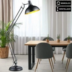 ETC-SHOP Lampadaire Salon Lampe Articulée Plafonnier Rondelle Lampadaire Or Noir Avec Interrupteur à Pied, Métal, Mobile, 1x E27, LxPxH 38x75x180 Cm -Lampadaire Soldes 2022 18358110 3