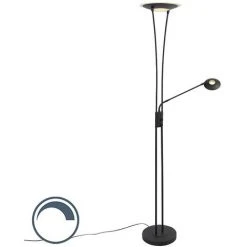 QAZQA Ibiza - LED Dimmable Lampadaire Avec Lampe De Lecture Moderne Variateur Inclus - 1 Lumière - H 180 Cm - Noir - Moderne - Éclairage Intérieur - Salon I Chambre - Noir