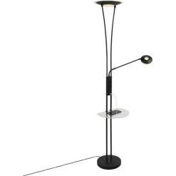QAZQA Sevilla - LED Dimmable Lampadaire Avec Lampe De Lecture Moderne Variateur Inclus - 1 Lumière - H 180 Cm - Noir - Moderne - Éclairage Intérieur - Salon I Chambre - Noir