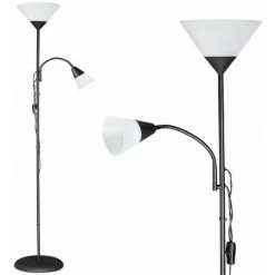 MONZANA Lampadaire Sur Pied Avec Liseuse Luminaire Lampe Orientable 175 Cm Blanc Ou Noir Noir