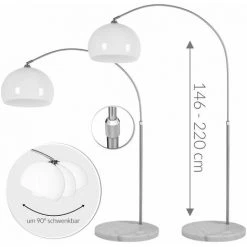 DEUBA Lampe à Arc Design Avec Socle En Marbre 146-220cm Réglable Ajustable Salon -Lampadaire Soldes 2022 18476839 3