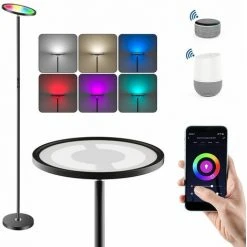 Anten RGB Lampadaire Led 25W Lampadaire Salon Avec Luminosité Réglable Lampe Sur Pied Led Compatible Avec Alexa Et Google Assistant Lampe Sur Pied Chambre Lumière à Choix 3000K-6000K