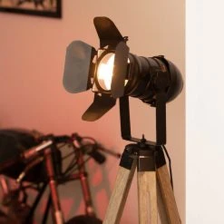 LEDKIA Lampadaire Bois Et Métal Kurangna Noir - Noir -Lampadaire Soldes 2022 19712424 4