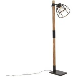 QAZQA Arthur - Lampadaire Industriel - 1 Lumière - H 140 Cm - Noir - Rustique - Éclairage Intérieur - Salon I Chambre I Cuisine I Salle à Manger - Noir