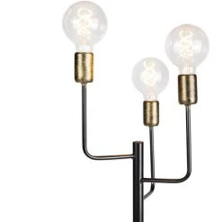 QAZQA Facile - Lampadaire Moderne - 3 Lumière - H 1600 Mm - Noir - Moderne - Éclairage Intérieur - Salon I Chambre I Cuisine I Salle à Manger - Noir -Lampadaire Soldes 2022 20099171 3