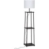 HOMCOM Lampadaire Design Contemporain 3 étagères Intégrées 40 W Max. Dim. 34L X 34l X 150H Cm MDF Métal Noir Abat-jour Blanc -Lampadaire Soldes 2022 20157754 1