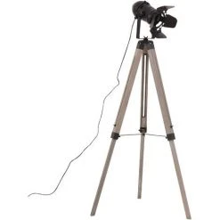 HOMCOM Lampadaire Trépied Style Industriel Hauteur Réglable H100-140 Cm Noir