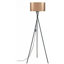 AUTRES Lampadaire Trépied Métal Noir - Abat Jour Cuivre Et Chromé - Diam 34 X H 140 Cm