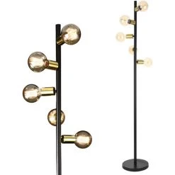 [lux.pro] Lampadaire Lampe à Pied Métal Noir Et Cuivre Jaune Design Moderne 5 X E27 153 Cm -Lampadaire Soldes 2022 20888148 3