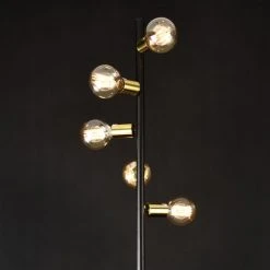 [lux.pro] Lampadaire Lampe à Pied Métal Noir Et Cuivre Jaune Design Moderne 5 X E27 153 Cm -Lampadaire Soldes 2022 20888148 4