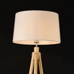 [lux.pro] Lampadaire Lampe à Pied Avec Abat-jour Bois Métal Tissu Effet Bois Et Blanc 153 Cm -Lampadaire Soldes 2022 20888238 4