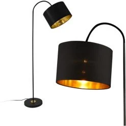 [lux.pro] Lampadaire Lampe à Pied Cadre En Métal Et Abat-jour En Tissu 1 X E27 Noir 173 Cm -Lampadaire Soldes 2022 20888248 3