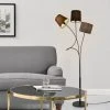 [lux.pro] Lampadaire Lampe Sur Pied Avec 3 Douilles Métal Et Tissu 3 X E14 Hauteur 146 Cm 3 Abat-jour Marron Noir Gris Armature Noir