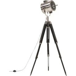 VidaXL Lampadaire à Trépied Bois De Manguier Massif 165 Cm - Noir