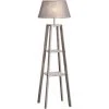 HOMCOM Lampadaire Design Contemporain 2 étagères Intégrées 60 W Max. Dim. 53L X 53l X 148H Cm Pin Lin Gris - Gris -Lampadaire Soldes 2022 21630425 1