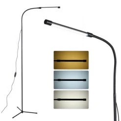 ASUPERMALL Dimmable Usb Lampadaire Led Lampadaire 3 Couleurs Temperatures 10 Luminosite Haute Lumens Commutateur De Commande Pour La Lecture Salon Chambre, Noir