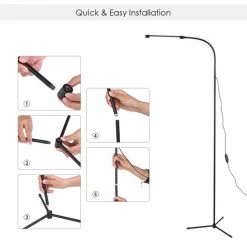 ASUPERMALL Dimmable Usb Lampadaire Led Lampadaire 3 Couleurs Temperatures 10 Luminosite Haute Lumens Commutateur De Commande Pour La Lecture Salon Chambre, Noir -Lampadaire Soldes 2022 22362832 5