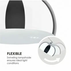 Besoa Nael Lampe Arquée Abat-jour Argent Socle En Marbre E27 Câble Secteur 2 M Argent -Lampadaire Soldes 2022 22845426 3