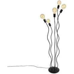 QAZQA Wimme - Lampadaire Design - 5 Lumière - H 150 Cm - Noir - Design - Éclairage Intérieur - Salon I Chambre I Cuisine I Salle à Manger - Noir