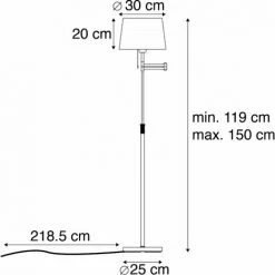 QAZQA Ladas - Lampe Sur Pied Bras Articulé Moderne - 1 Lumière - H 1500 Mm - Noir - Moderne - Éclairage Intérieur - Salon I Chambre - Noir -Lampadaire Soldes 2022 22974102 4