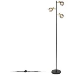 QAZQA Vidro - Lampadaire Art Deco - 3 Lumière - H 150 Cm - Doré/Laiton - Art Deco - Éclairage Intérieur - Salon I Chambre I Cuisine I Salle à Manger - Doré/Laiton