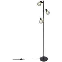 QAZQA Mesh - Lampadaire Moderne - 3 Lumière - H 150 Cm - Noir - Moderne,Design - Éclairage Intérieur - Salon I Chambre I Cuisine I Salle à Manger - Noir