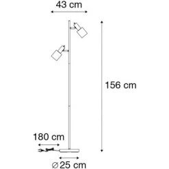 QAZQA Stijn - Lampadaire Moderne - 2 Lumière - H 1560 Mm - Doré/Laiton - Moderne - Éclairage Intérieur - Salon I Chambre - Doré/Laiton -Lampadaire Soldes 2022 23955256 4