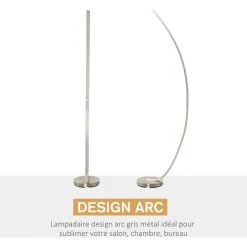 HOMCOM Lampadaire Design LED Argent Dim. 50L X 23l X H149 Cm -Lampadaire Soldes 2022 24191065 5
