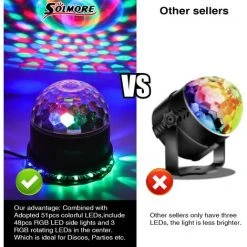 LANGRAY Boule Disco à LED, 51LEDs 12W 7 Couleurs Lampe Disco Lumière De Fête Effet De Lumière RGB éclairage De Scène Décoration De Lumière De Fête [classe énergétique A] -Lampadaire Soldes 2022 24365288 4