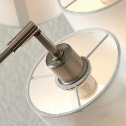 LINDBY Lampadaire 'Stannis' En Métal Pour Salon & Salle à Manger - Nickel Mat, Blanc -Lampadaire Soldes 2022 24869258 4